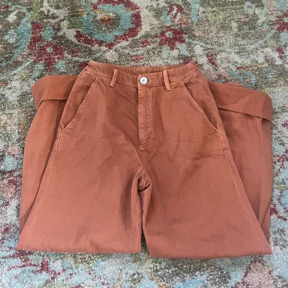 Free People Rust Brown Wide Leg Pants. Reposhing because I need a bigger size. - Picture 1 of 4